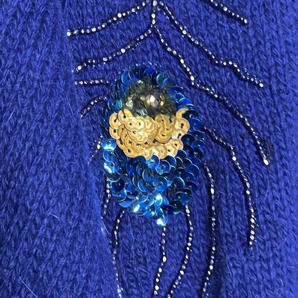 NWT Vintage international tricot Les Copains Blue Beaded Embellishments Sweater - Picture 4 of 8